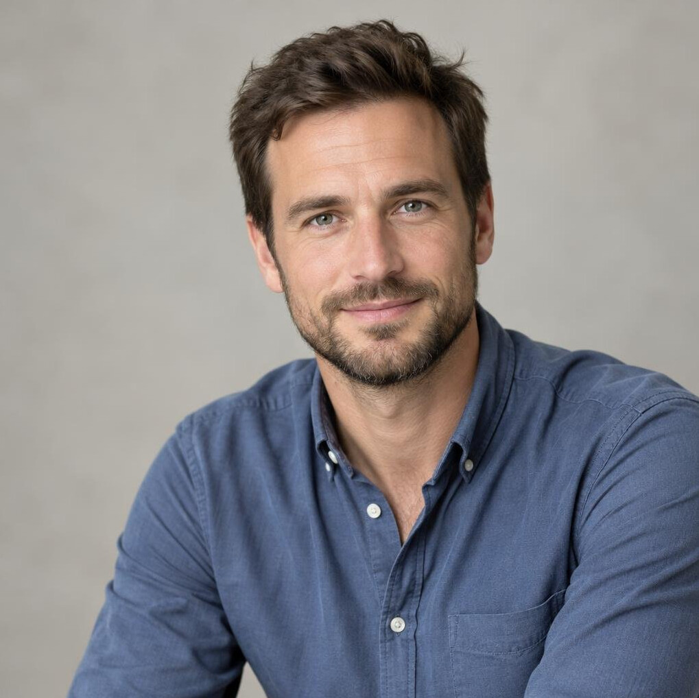 Portrait of a bearded man in a casual shirt